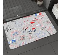 DALEXHM Tapis de Bain 40x60 cm, antidérapant,Doux,Absorbant l'eau,en Microfibre,pour la Salle de Bain,Lavable en Machine,Image sur Le thème de Paris, France, avec des Chiens Portant Le Drapeau frança