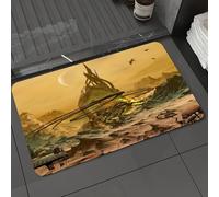 DALEXHM Tapis de Bain 40x60 cm, antidérapant,Doux,Absorbant l'eau,en Microfibre,pour la Salle de Bain,Lavable en Machine,Os de Dragon et bêtes géantes squelettiques sous Le dôme de Brume Jaune, Fanta