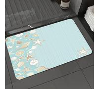 DALEXHM Tapis de Bain 40x60 cm, antidérapant,Doux,Absorbant l'eau,en Microfibre,pour la Salle de Bain,Lavable en Machine,Invitation pour Une fête sur Le thème des Coquillages à la Plage, ornée de Coq