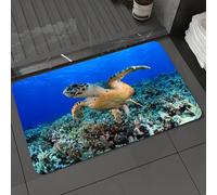 DALEXHM Tapis de Bain 40x60 cm, antidérapant,Doux,Absorbant l'eau,en Microfibre,pour la Salle de Bain,Lavable en Machine,Tortue (Cheloniidae) dans Les Profondeurs de l'océan, espèce Aquatique menacée