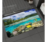 DALEXHM Tapis de Bain 40x60 cm, antidérapant,Doux,Absorbant l'eau,en Microfibre,pour la Salle de Bain,Lavable en Machine,Île, océan Pacifique Polynésie française Lagune de Huahine Côte de la Luxure