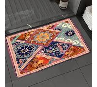DALEXHM Tapis de Bain 40x60 cm, antidérapant,Doux,Absorbant l'eau,en Microfibre,pour la Salle de Bain,Lavable en Machine,Motif Patchwork avec Mandalas Floraux et Cadre ornemental. Éléments décoratifs