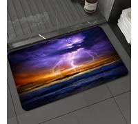 DALEXHM Tapis de Bain 40x60 cm, antidérapant,Doux,Absorbant l'eau,en Microfibre,pour la Salle de Bain,Lavable en Machine,Décoration lacustre, éclairs et orages impressionnants sur la mer, Horizon des