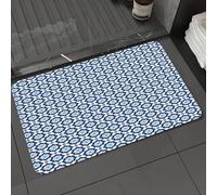 DALEXHM Tapis de Bain 40x60 cm, antidérapant,Doux,Absorbant l'eau,en Microfibre,pour la Salle de Bain,Lavable en Machine,Bleu et Blanc, géométrie, Motifs, Vintage, Maroc, symétrie