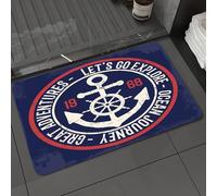 DALEXHM Tapis de Bain 40x60 cm, antidérapant,Doux,Absorbant l'eau,en Microfibre,pour la Salle de Bain,Lavable en Machine,Logo d'aventure Nautique, Un Design rétro avec des Ancres Qui Combine des symb