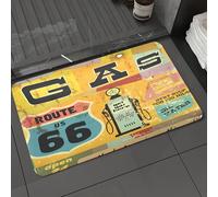 DALEXHM Tapis de Bain 40x60 cm, antidérapant,Doux,Absorbant l'eau,en Microfibre,pour la Salle de Bain,Lavable en Machine,Panneau publicitaire Vintage pour Station-Service sur la Route Soixante-Six