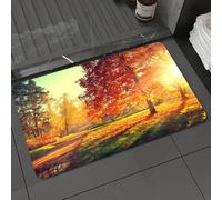 DALEXHM Tapis de Bain 40x60 cm, antidérapant,Doux,Absorbant l'eau,en Microfibre,pour la Salle de Bain,Lavable en Machine,Journée brumeuse et vibrante en forêt Rayons de Soleil Arbres Feuillage Feuill