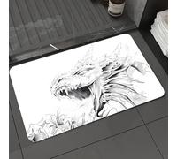 DALEXHM Tapis de Bain 40x60 cm, antidérapant,Doux,Absorbant l'eau,en Microfibre,pour la Salle de Bain,Lavable en Machine,Dessin de Dragon à colorier. Créature Fantastique en colère. Illustration vect