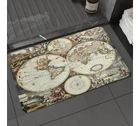 DALEXHM Tapis de Bain 40x60 cm, antidérapant,Doux,Absorbant l'eau,en Microfibre,pour la Salle de Bain,Lavable en Machine,Carte du Globe terrestre Ancien, Antique, Historique, Amérique et Afrique