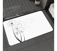 DALEXHM Tapis de Bain 40x60 cm, antidérapant,Doux,Absorbant l'eau,en Microfibre,pour la Salle de Bain,Lavable en Machine,Trois pissenlits agités par Le Vent. Silhouette Noire avec des Boutons de Piss