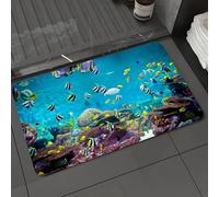 DALEXHM Tapis de Bain 40x60 cm, antidérapant,Doux,Absorbant l'eau,en Microfibre,pour la Salle de Bain,Lavable en Machine,Poissons et coraux, Vie sous-Marine de la mer Tropicale
