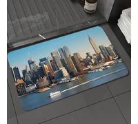 DALEXHM Tapis de Bain 40x60 cm, antidérapant,Doux,Absorbant l'eau,en Microfibre,pour la Salle de Bain,Lavable en Machine,New York, fleuve Hudson, Horizon, Empire State Building, navires, Nuages