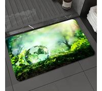 DALEXHM Tapis de Bain 40x60 cm, antidérapant,Doux,Absorbant l'eau,en Microfibre,pour la Salle de Bain,Lavable en Machine,Globe en Cristal posé sur Une Pierre moussue, baigné de Soleil en Pleine forêt