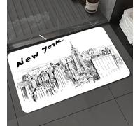 DALEXHM Tapis de Bain 40x60 cm, antidérapant,Doux,Absorbant l'eau,en Microfibre,pour la Salle de Bain,Lavable en Machine,New York, paysages urbains Vintage dessinés à la Main avec des Gratte-Ciel