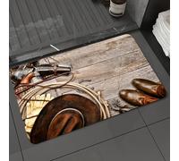 DALEXHM Tapis de Bain 40x60 cm, antidérapant,Doux,Absorbant l'eau,en Microfibre,pour la Salle de Bain,Lavable en Machine,Équipement de Cowboy et Ranch de Style Western, légende américaine, Pistolet r
