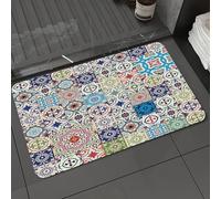 DALEXHM Tapis de Bain 40x60 cm, antidérapant,Doux,Absorbant l'eau,en Microfibre,pour la Salle de Bain,Lavable en Machine,Thème mosaïque, mosaïque en céramique, Vue Carreau marocain, Actions Tradition