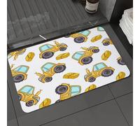 DALEXHM Tapis de Bain 40x60 cm, antidérapant,Doux,Absorbant l'eau,en Microfibre,pour la Salle de Bain,Lavable en Machine,Motif sans Couture Tracteur Jaune et meule de Foin