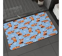 DALEXHM Tapis de Bain 40x60 cm, antidérapant,Doux,Absorbant l'eau,en Microfibre,pour la Salle de Bain,Lavable en Machine,Motif vectoriel sans Couture Mignon avec des Renards dessinés à la Main sur Un