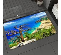 DALEXHM Tapis de Bain 40x60 cm, antidérapant,Doux,Absorbant l'eau,en Microfibre,pour la Salle de Bain,Lavable en Machine,Plages fantastiques de Grèce - Baie de Tsambika sur l'île de Rhodes