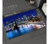 DALEXHM Tapis de Bain 40x60 cm, antidérapant,Doux,Absorbant l'eau,en Microfibre,pour la Salle de Bain,Lavable en Machine,New York, Centre-Ville, Horizon du Centre-Ville de New York, Horizon