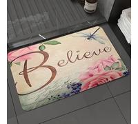 DALEXHM Tapis de Bain 40x60 cm, antidérapant,Doux,Absorbant l'eau,en Microfibre,pour la Salle de Bain,Lavable en Machine,Magnifique œuvre d'art ornée d'une Calligraphie élégante du Mot « Croire », en