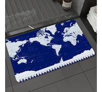 DALEXHM Tapis de Bain 40x60 cm, antidérapant,Doux,Absorbant l'eau,en Microfibre,pour la Salle de Bain,Lavable en Machine,Carte du Monde, Une scène d'exploration enveloppée dans Une Carte Bleue et Bla