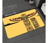 DALEXHM Tapis de Bain 40x60 cm, antidérapant,Doux,Absorbant l'eau,en Microfibre,pour la Salle de Bain,Lavable en Machine,Indiens, Illustration d'un Totem Nord-américain Esprit Ancien Art autochtone