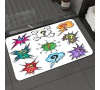 DALEXHM Tapis de Bain 40x60 cm, antidérapant,Doux,Absorbant l'eau,en Microfibre,pour la Salle de Bain,Lavable en Machine,Bulles de Dialogue Pop Art avec Points d'interrogation.