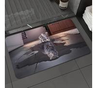 DALEXHM Tapis de Bain 40x60 cm, antidérapant,Doux,Absorbant l'eau,en Microfibre,pour la Salle de Bain,Lavable en Machine,Image contrastée du fantôme d'un Tigre Blanc dans Le reflet d'un Chaton