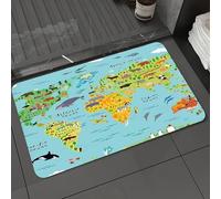 DALEXHM Tapis de Bain 40x60 cm, antidérapant,Doux,Absorbant l'eau,en Microfibre,pour la Salle de Bain,Lavable en Machine,Carte de l'Amérique du Nord avec Animaux - Illustration vectorielle EPS