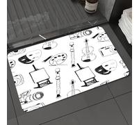 DALEXHM Tapis de Bain 40x60 cm, antidérapant,Doux,Absorbant l'eau,en Microfibre,pour la Salle de Bain,Lavable en Machine,Outils artistiques dessinés à la Main pour la Peinture, la Musique et Le théât