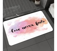 DALEXHM Tapis de Bain 40x60 cm, antidérapant,Doux,Absorbant l'eau,en Microfibre,pour la Salle de Bain,Lavable en Machine,Citation « l'amour ne faillit jamais » sur Fond Aquarelle ombré.