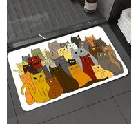 DALEXHM Tapis de Bain 40x60 cm, antidérapant,Doux,Absorbant l'eau,en Microfibre,pour la Salle de Bain,Lavable en Machine,Chats dessinés en Groupe. Dessin à la Main. Illustration vectorielle. Couleur