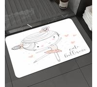 DALEXHM Tapis de Bain 40x60 cm, antidérapant,Doux,Absorbant l'eau,en Microfibre,pour la Salle de Bain,Lavable en Machine,Ballet, Jeune Fille aux Doubles Tresses, espiègle, Danse sur Pointes