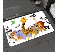 DALEXHM Tapis de Bain 40x60 cm, antidérapant,Doux,Absorbant l'eau,en Microfibre,pour la Salle de Bain,Lavable en Machine,Dessin animé, Une série de rassemblements colorés d'animaux Sauvages : girafes