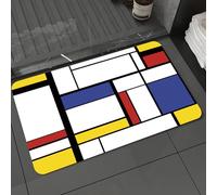 DALEXHM Tapis de Bain 40x60 cm, antidérapant,Doux,Absorbant l'eau,en Microfibre,pour la Salle de Bain,Lavable en Machine,Rectangles colorés de Style Mondrian