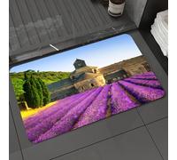 DALEXHM Tapis de Bain 40x60 cm, antidérapant,Doux,Absorbant l'eau,en Microfibre,pour la Salle de Bain,Lavable en Machine,Abbaye de Sénanque et rangées de Lavande en Fleurs au Coucher du Soleil. Gorde