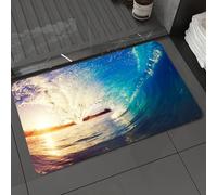 DALEXHM Tapis de Bain 40x60 cm, antidérapant,Doux,Absorbant l'eau,en Microfibre,pour la Salle de Bain,Lavable en Machine,Océan, Lever de Soleil à Las Olas, Point de Vue du Surfeur