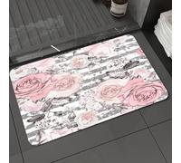 DALEXHM Tapis de Bain 40x60 cm, antidérapant,Doux,Absorbant l'eau,en Microfibre,pour la Salle de Bain,Lavable en Machine,Carreau à Motif Floral Aquarelle représentant Une Rose aux Couleurs Pastel, Or