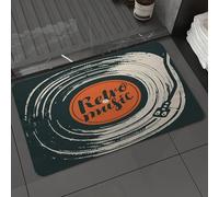 DALEXHM Tapis de Bain 40x60 cm, antidérapant,Doux,Absorbant l'eau,en Microfibre,pour la Salle de Bain,Lavable en Machine,Affiche Musicale vectorielle de Style rétro, représentant Une Pochette Noire u