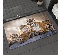 DALEXHM Tapis de Bain 40x60 cm, antidérapant,Doux,Absorbant l'eau,en Microfibre,pour la Salle de Bain,Lavable en Machine,des Animaux, Un Groupe de Tigres exhibant Leur élégance et Leur Puissance, se