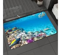 DALEXHM Tapis de Bain 40x60 cm, antidérapant,Doux,Absorbant l'eau,en Microfibre,pour la Salle de Bain,Lavable en Machine,Un Monde sous-Marin Merveilleux et Magnifique, peuplé de coraux et de Poissons
