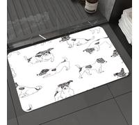 DALEXHM Tapis de Bain 40x60 cm, antidérapant,Doux,Absorbant l'eau,en Microfibre,pour la Salle de Bain,Lavable en Machine,Amoureux des Chiens, Croquis de Jack Russell Terrier dessinés à la Main dans d
