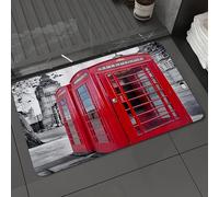 DALEXHM Tapis de Bain 40x60 cm, antidérapant,Doux,Absorbant l'eau,en Microfibre,pour la Salle de Bain,Lavable en Machine,Rue londonienne, Cabine téléphonique Rouge et Big Ben, scène de Rue nnique