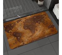 DALEXHM Tapis de Bain 40x60 cm, antidérapant,Doux,Absorbant l'eau,en Microfibre,pour la Salle de Bain,Lavable en Machine,Carte du Monde Vintage rétro océan et Montagnes