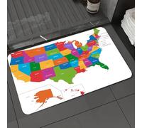 DALEXHM Tapis de Bain 40x60 cm, antidérapant,Doux,Absorbant l'eau,en Microfibre,pour la Salle de Bain,Lavable en Machine,Wanderlust, Carte colorée des États-Unis avec Les États et Leurs Capitales, WA