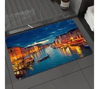 DALEXHM Tapis de Bain 40x60 cm, antidérapant,Doux,Absorbant l'eau,en Microfibre,pour la Salle de Bain,Lavable en Machine,Venise Deor, scènes de la Plage de la Ville de Venise, Architecture Nocturne d