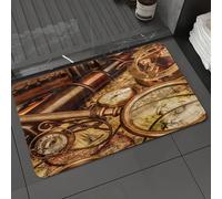 DALEXHM Tapis de Bain 40x60 cm, antidérapant,Doux,Absorbant l'eau,en Microfibre,pour la Salle de Bain,Lavable en Machine,Lunettes de Pirate Vintage, Boussole, télescope