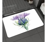 DALEXHM Tapis de Bain 40x60 cm, antidérapant,Doux,Absorbant l'eau,en Microfibre,pour la Salle de Bain,Lavable en Machine,Illustration vectorielle d'une Aquarelle de Fleur de Chardon-Marie.