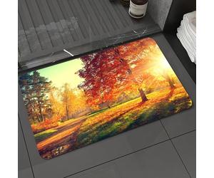 DALEXHM Tapis de Bain 40x60 cm, antidérapant,Doux,Absorbant l'eau,en Microfibre,pour la Salle de Bain,Lavable en Machine,Journée brumeuse et vibrante en forêt Rayons de Soleil Arbres Feuillage Feuill